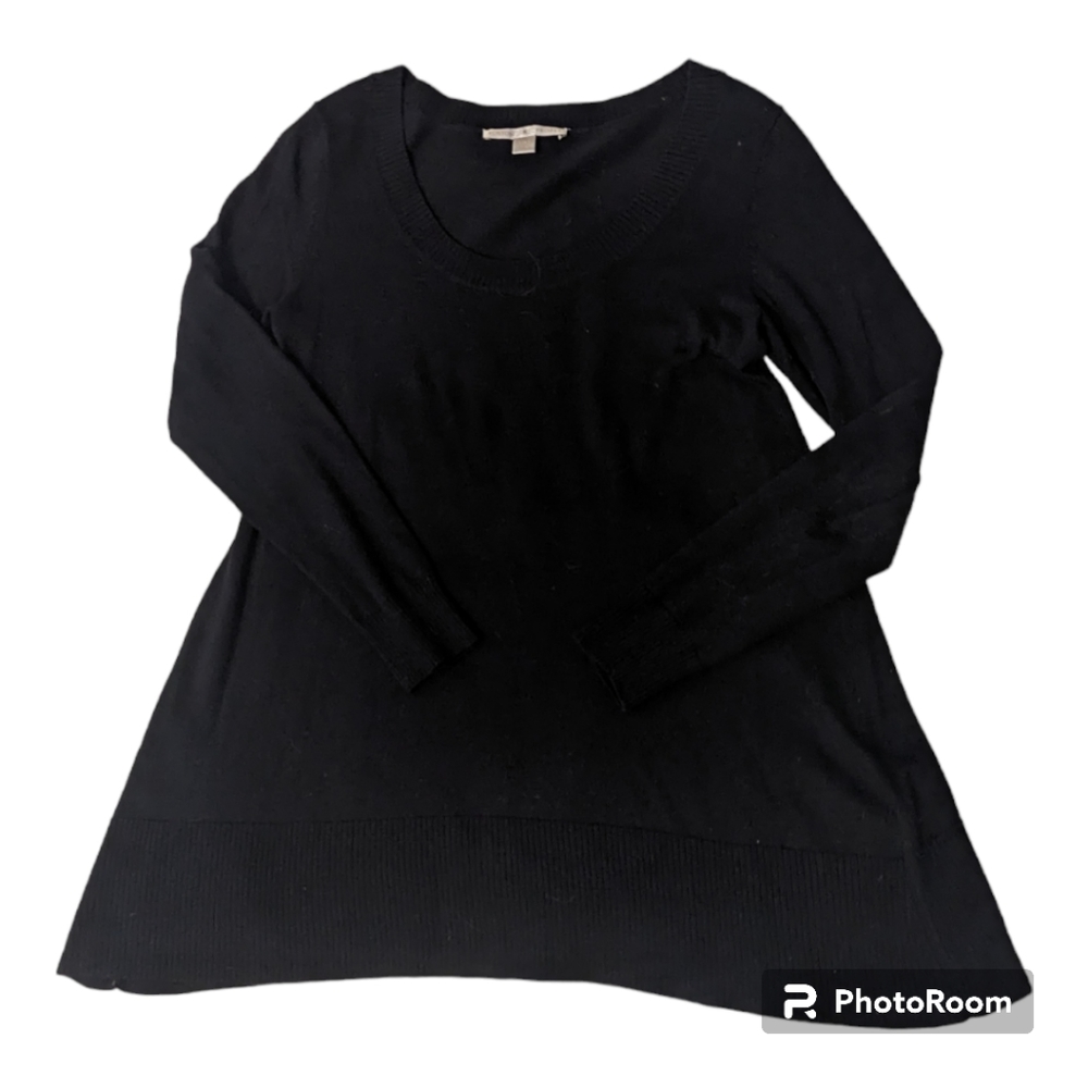 Boston Proper Black Relaxed Fit Pull Over Long Sleeve Sweater Women's Small